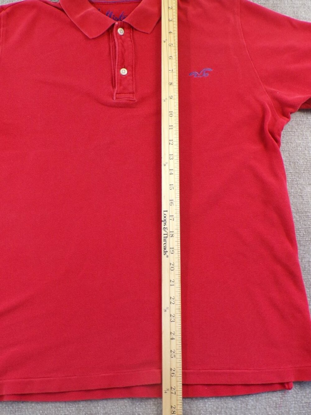 Hollister red polo shirt with embroidered logo. Tagged XXL but runs small - Picture 6 of 7